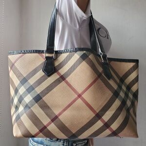 Burberry Classic Check Tote in Beige and Black